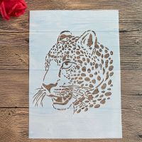 A4 29*21 ซม.DIY Stencils ภาพวาดสมุดภาพสี Embossing Album การ์ดกระดาษตกแต่งแม่แบบ, ผนังสัตว์ Cheetah-hsdgsda