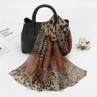 ™✵✸ Spain Fashion Sexy Leopard Floral Patchwork Chiffon Silk Scarf Shawl Lady High Quality Wrap Beach Cover-ups Hijab Snood 150x50Cm