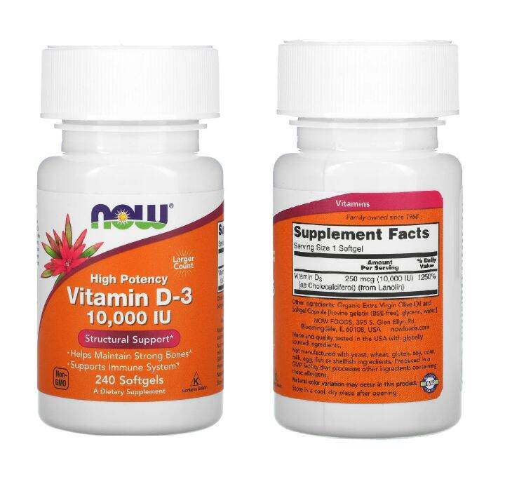 [PREORDER] NOW FOODS HIGH POTENCY VITAMIN D3 10,000 IU 240 SOFTGELS