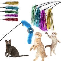 【YF】▨❀  1Pcs Feather Wand Colorful Teaser Stick Interactive Chasing Supplies