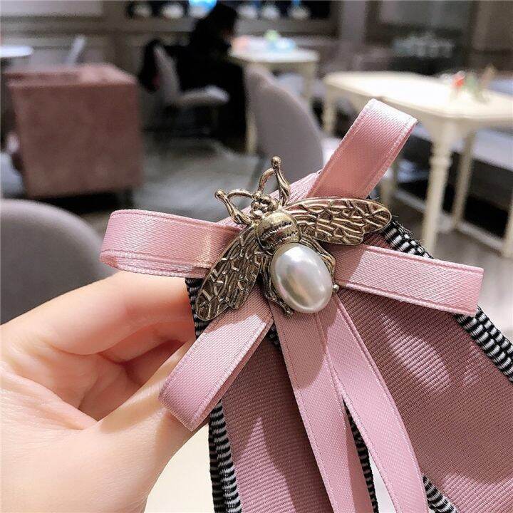 2020-new-korea-style-fashion-cute-pink-bee-bow-long-ribbon-big-bow-tie-for-women-girl-accessory