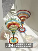 Bei Li hand-painted personality creative Margarita cup painted crystal glass triangular goblet bar home whiskey glass