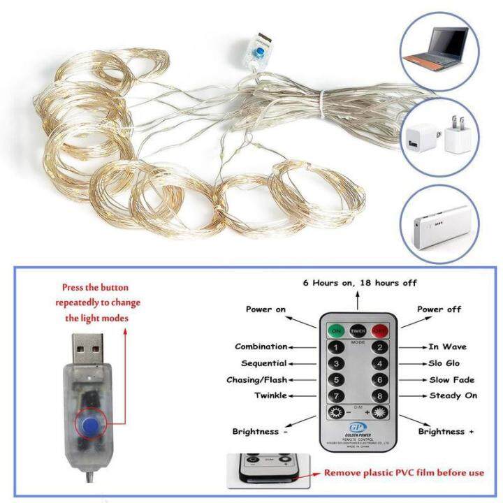 ผ้าม่าน-led-ไฟสายแบบเทพนิยายหน้าต่างในร่ม-ไฟสายอุปกรณ์ตกแต่งคริสต์มาสสำหรับงานแต่งงานสามารถชาร์จไฟผ่าน-usb-ได้ม่านแสงไฟ-led-สตริงไฟประดับสวยงามหน้าต่าง