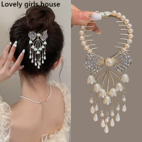 【♡Lovely girls house♡】กิ๊บติดผมมีพู่รูปกล้วยไม้ระฆังที่วิจิตรงดงามสำหรับผู้หญิงกิ๊บติดผมมีตะขอบอลผูกผมหางม้าสูงกิ๊ฟติดผมที่หนีบผมเพชรพลอยเทียมหรูหรา