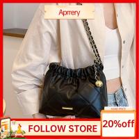 APRRERY หนังพียู กระเป๋าทรงถัง จุได้มาก จีบลายสก๊อต กระเป๋า Crossbody แฟชั่นสำหรับผู้หญิง สีทึบทึบ ถุงใต้วงแขน ผู้หญิงผู้หญิงผู้หญิง