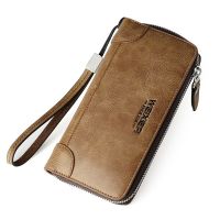 （Layor wallet） 5.5นิ้ว WEIXIER Men 39; S Leather Wallet Business Clutch Purse Card Holder With Zipper Phone Bag