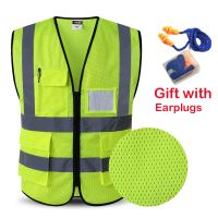 2023 Reflective Safety Vest Work Reflective vest Multi Pockets Workwear Safety Waistcoat Man Women Safety Vest