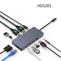 Type C hub to Multi USB 3.0 HDMI VGA Adapter Dock Accessories USB C Type C 3.1 Splitter for Pro Laptop docking station