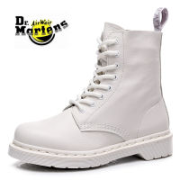 แฟชั่น Dr Martens Air Wair 1089หญิง First Layer หนังนิ่มคู่รองเท้าสั้นสีขาวหนังรถจักรยานยนต์