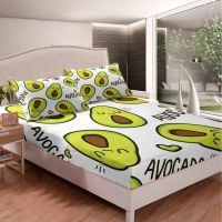 【CW】 Avocado Fitted Sheet Fruit Bed Sheets Set Size Includes 1  amp; 2 Pillowcases for Kids Boy