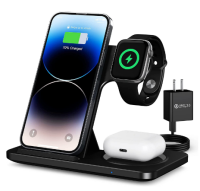 แผ่นชาร์จไร้สายอย่างเร็วแบบ3-In-1 15W 10W 7.5W 5W 2.5W สำหรับ iPhone 14 13 12 11 Pro XS XR สำหรับนาฬิกา Apple