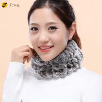 JLCWG Knit Ring Cowl Headband Neck Rex Rabbit Head Bands Fur Scarf Scarves