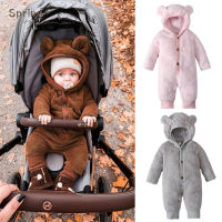 New Boys Girls Hooded Jumpsuit Single-Breasted Long Sleeves Romper For 0-2 Years Old Children