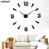 ZZOOI 3D Wall Decor Clock 27/17 Inch Frameless Modern Design Wall Clock  Mini DIY Silent Wall Stickers Clock For Living Room Office