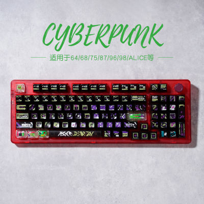 149key Sa ปุ่มกด Cyberpunk สร้างสรรค์ทุกรอบการส่งผ่านแสงที่มีสีสันเคลือบไม่มีน้ำมันไม่มีลายนิ้วมือสีดำ ABS หมวกที่สำคัญ