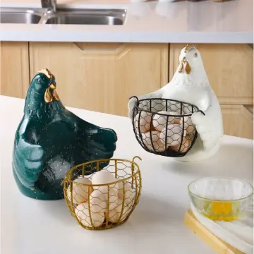 Ceramic Iron Garlic Egg Storage Basket Container Potato Sundries