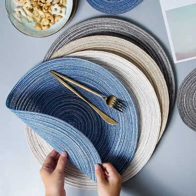 【CC】□  6pcs/set Round Ramie Insulation Placemats Non Table Mats Accessories Decoration Coaster