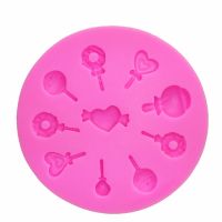 1PCS Mini heart lollipop Love chocolate cake decorating tools DIY Donuts fondant silicone mold Polymer Clay Resin Candy T0397