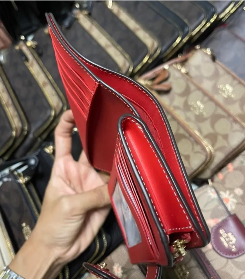 Coach Medium corner zip wallet red 