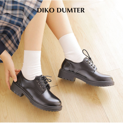 DikoDumter รองเท้าผูกเชือกหัวกลมสำหรับผู้หญิงด้านล่างที่อ่อนนุ่มใหม่รองเท้าที่นำมาปะติดปะต่อกันสไตล์ Jk