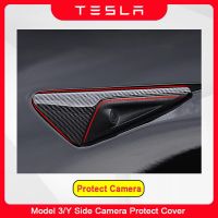 2pcs Anti-scratch Tesla Model 3 Y S X Side Camera Cover ABS Carbon Fiber Turn Signal Protector Leaf Board Dust-proof Accessories