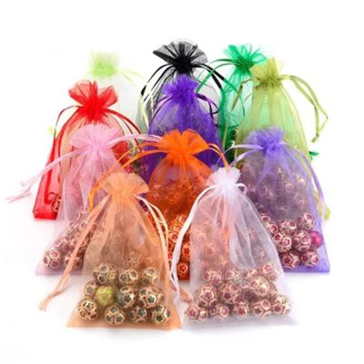 50/100pcs Colorful Packing Bag Organza Bag Drawstring Pouches  Gift Bag Organza Gift Bags For Jewelry Wedding Party Decor Gift Wrapping  Bags