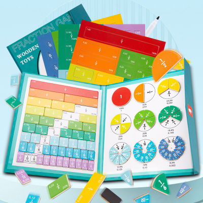 เด็กเศษส่วนแม่เหล็ก Montessori คณิตศาสตร์ไม้เศษส่วนหนังสือการเรียนรู้คณิตศาสตร์ Inigence การศึกษาเด็กสื่อการสอน