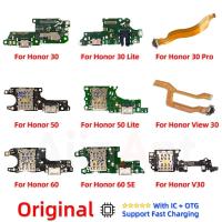 ต้นฉบับ USB Charger Dock Connector พอร์ตชาร์จบอร์ด Flex Cable สําหรับ Huawei Honor View 30 50 60 Lite Pro SE 30s ชิ้นส่วนโทรศัพท์