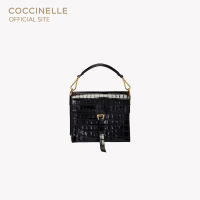 COCCINELLE  LOUISE CROCO SHINY SOFT Handbag 150101 NOIR กระเป๋าถือผู้หญิง