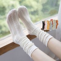 Hollow Out Solid Color Woman Socks Fashion Summer Mesh Thin Breathable Loose Long Socks Women Elastic Harajuku Retro Cute Socks Socks