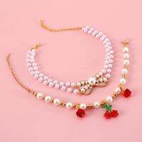 Pet Neck Chain Stylish Dog Collar Pet Imitation Pearls Necklace with Pendant Headwear Cat Collar