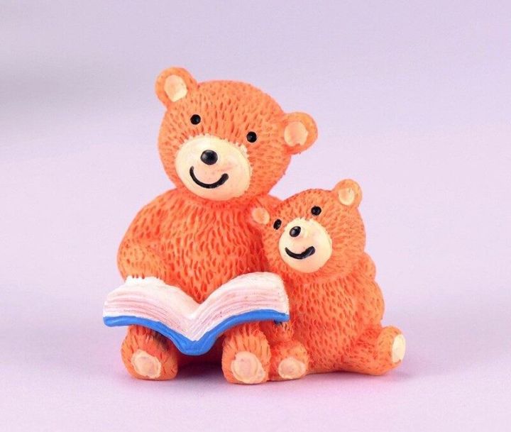 ตุ๊กตาจิ๋ว-หมีแม่ลูกนักอ่าน-ตกแต่งสวนถาด-แต่งสวนจิ๋ว-แต่งเค้กแต่งบ้าน-diyได้ด้วยตัวคุณเอง-ราคาต่อชิ้น
