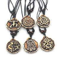 6PCS MIXED Puerto Rico Tribal Style Coqui Taino Sun Frog Kokopelli Pendants Necklaces Men Women Wax Cord necklace jewelry