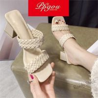 【Ready Stock】 ☒▧❀ C40 (35-45)High heels for women hand woven straps with high thick wooden heels