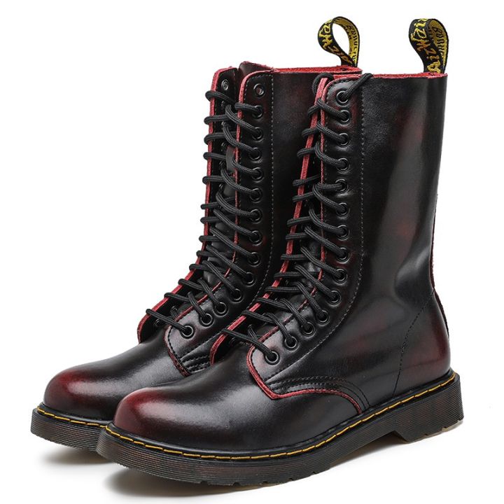 พร้อมสต็อกดร-martens-นิวอิงแลนด์14หลุมคลาสสิกมาร์ตินรองเท้าหนังสูงด้านบนรองเท้ากลางแจ้งรองเท้าทหารรองเท้ารถจักรยานยนต์-myou