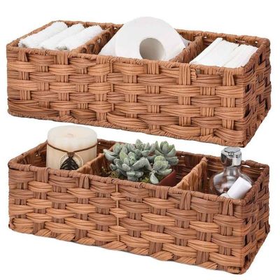 Hand Weaving Basket Bathroom Storage Organizer Tray Toilet Paper Storage Basket for Cosmetics Paper Bread Table Decoration