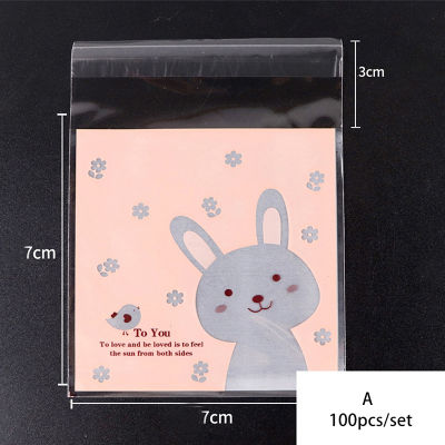 UNI 100pcs/pack Cartoon Cookie Candy Self-Adhesive Bags Biscuits Snack Baking Bags ตกแต่งคริสต์มาส