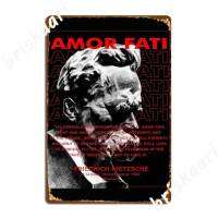 ป้ายโลหะ Amor Fati Amor Fati จิตรกรรมฝาผนังถ้ำแผ่นโปสเตอร์ดีบุกคลาสสิก