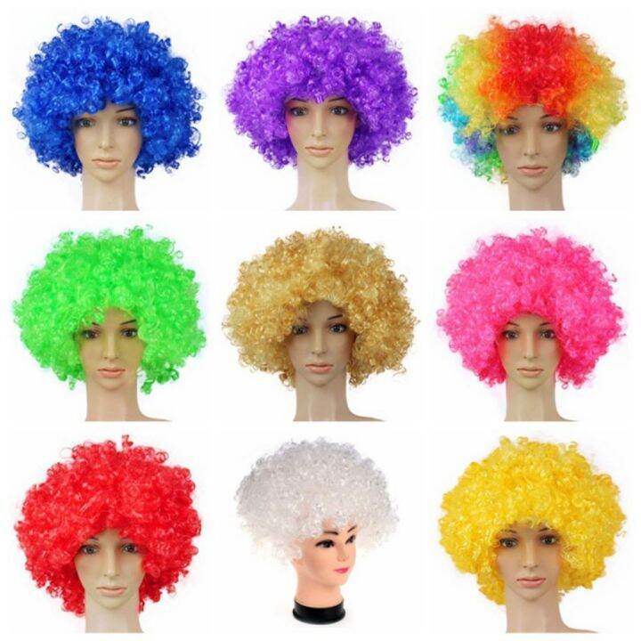 FUTONGT Fancy Party Football Fans Wigs Afro Curly Wigs Clown Props
