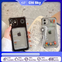 Citi Sky เคสไอโฟน เคส iPhone กันกระแทกเคสใส่บัตร เคสซิลิโคนใส เคสใสทรงสี่เหลี่ยม เคสใส่บัตร ใส่การ์ดรูปการ์ตูน น่ารัก สำหรับ iPhone 13/13 Pro /13 Pro Max