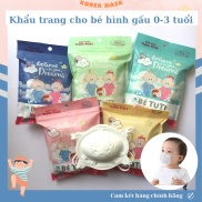 Túi 3 chiếc khẩu trang mặt Gấu đáng yêu cho bé sơ sinh đến 3 tuổi