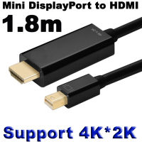 สาย Mini DisplayPort to HDMI สีดำ ยาว 1.8m Thunderbolt Display Mini DP to HDMI Cable Male to Male Adapter for Macbook Pro Air Projector Camera TV