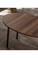 Modern Center Table İskandinav Walnut-White-Cream Black Metal Foot Also Mounted Medium Coffee Table Tea Coffee Service Desk Ellipse Living Room