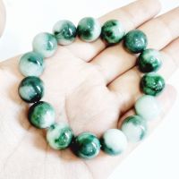 (JB05) สร้อยข้อมือ ปะคำหยก พม่าแท้ Jadeite Type A  ขนาด Size 14 mm. มีใบเซอร์ GBL