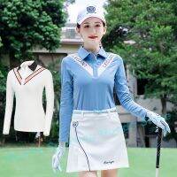 TTYGJ Golf Ladys Long Sleeve Personalized V-shaped Contrasting Color Pattern Lapel T-shirt Polo Shirt Sports Casual Top