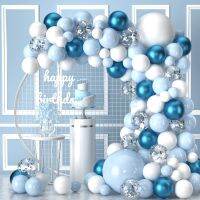 Blue Silver Balloon Garland Arch kit Happy Birthday Party Decoration Wedding Birthday Baby Shower Gender Reveal Baptism Decor Balloons