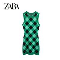 European and American style spring summer new womens diamond pattern sleeveless knitted dress 01750005500 1750005