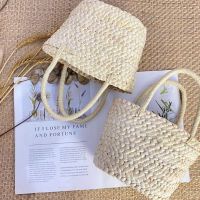 Summer Handmade Small Woven Bag Corn Husk Handbag Basket Straw Rattan Bag Parent-Child Children Straw Rattan Purse