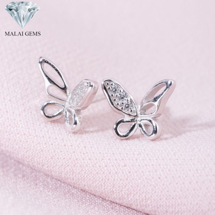 malai-gems-ต่างหูเพชร-เงินแท้-silver-925-เพชรสวิส-cz-เคลือบทองคำขาว-รุ่น-075-1ea76662-แถมกล่อง-ต่างหูcz-ต่างหูเงินแท้