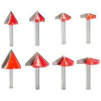 5pcs 6mm 8mm V Bit CNC Solid Carbide End Mill ทังสเตนเหล็กเครื่องตัดมิลลิ่งงานไม้ 3D ไม้ MDF Router Bit 60 90 120 150 Deg